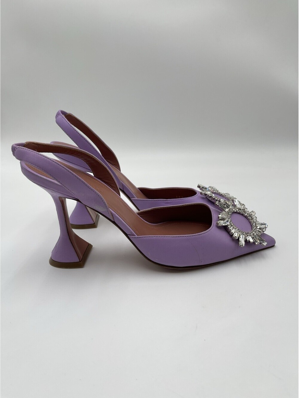 Amina Muaddi Begum 95mm slingback pumps in purple "unicorn" Size 38.5